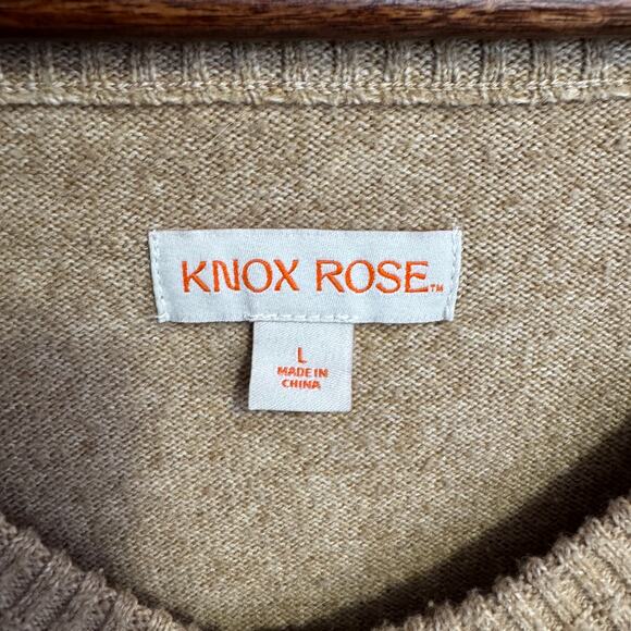 Knox Rose Sweater Size L Tan V-Neck Pullover Soft Knit Rhinestone Star Detail - Picture 6 of 12